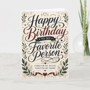 Cartão de Aniversário de Amor Letrado à Mão para M