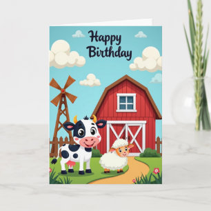 Cartão de Aniversário de Animais da Fazenda Alegre