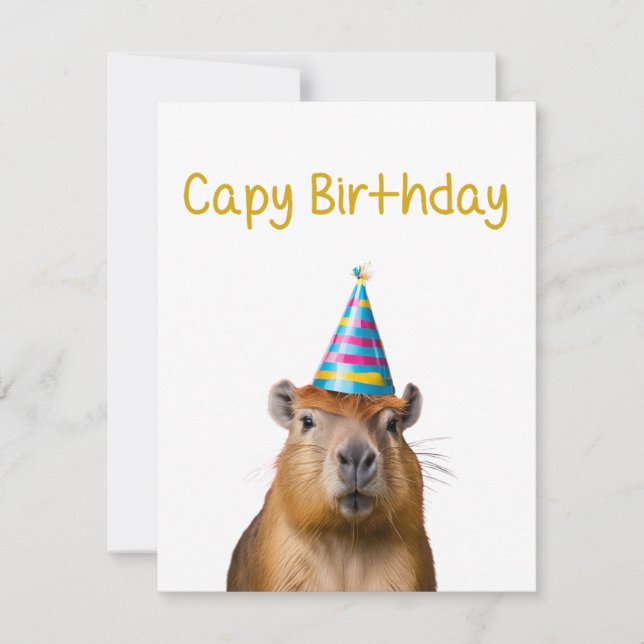 Cartão de Aniversário de Animais de Capybara Cute (Frente)