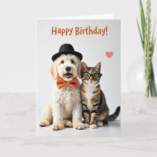 Cartão de Aniversário de Animais Elegantes