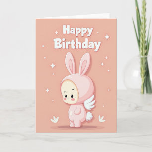 Cartão de Aniversário de Animal Chibi Fofo