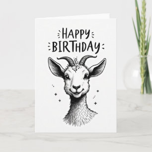 Cartão de Aniversário de Animal Cornudo Alegre