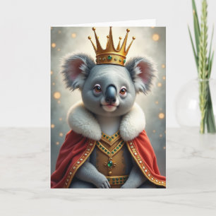 Cartão de Aniversário de Animal Coroado Real