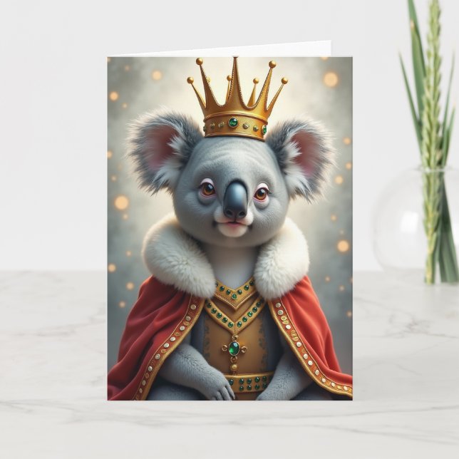 Cartão de Aniversário de Animal Coroado Real (Frente)