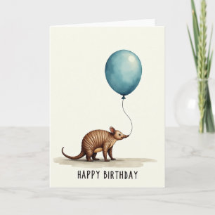 Cartão de Aniversário de Animal de Balão Alegre