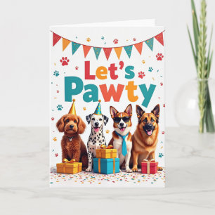Cartão de Aniversário de Animal de Festinha