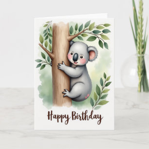 Cartão de Aniversário de Animal em Aquarela Alegre