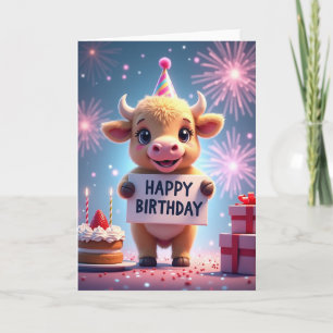 Cartão de Aniversário de Animal Fofo e Alegre
