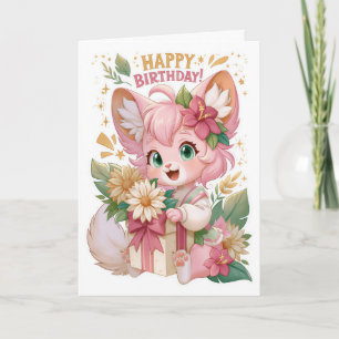Cartão de Aniversário de Anime Fofo