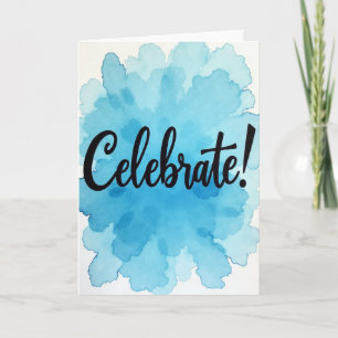 Cartão de Aniversário de Aquarela Fluida