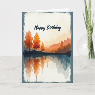 Cartão de Aniversário de Aquarela Outonal