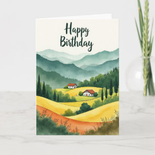 Cartão de Aniversário de Aquarela Pacífica