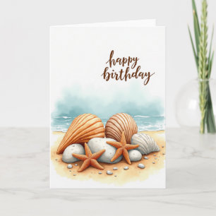 Cartão de Aniversário de Aquarela Shell