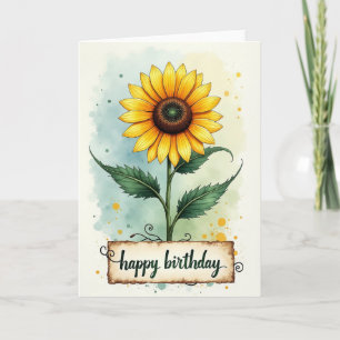 Cartão de Aniversário de Arte Botânica