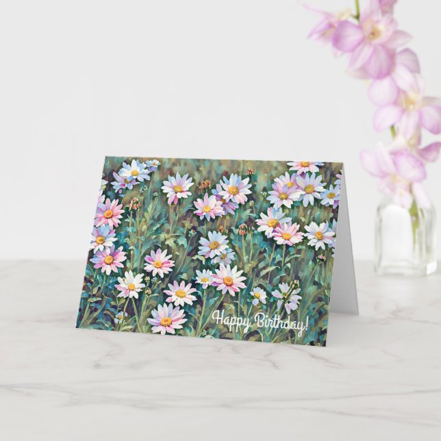 Cartão de Aniversário de Arte da Flor Rosa-Daisy (Orquídea)