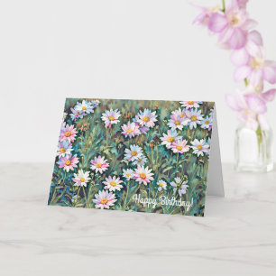 Cartão de Aniversário de Arte da Flor Rosa-Daisy