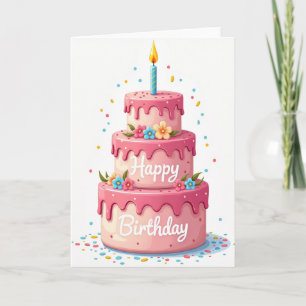 Cartão de Aniversário de Arte de Bolo Empilhado