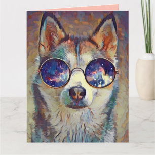 CARTÃO DE ANIVERSÁRIO DE ARTE DE CACHORRO rouco