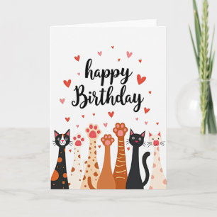 Cartão de Aniversário de Arte de Gato Divertido