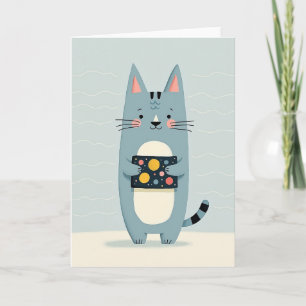 Cartão de Aniversário de Arte de Gato Sonhador