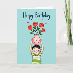 Cartão de Aniversário de Arte de Giz de Cera