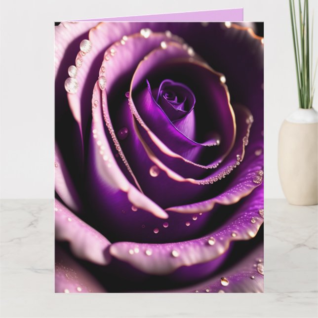 Cartão de Aniversário de Arte de Rosa Roxa (Frente)