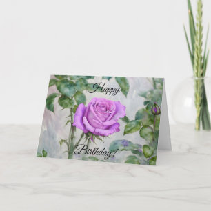 Cartão de Aniversário de Arte do Jardim Rosa Roxo