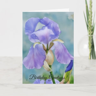 Cartão de Aniversário de Arte Flor Iris, Lavanda b