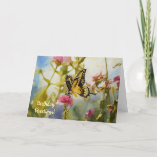 Cartão de Aniversário de Arte Natural da Borboleta