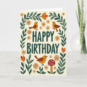 Cartão de Aniversário de Arte Popular