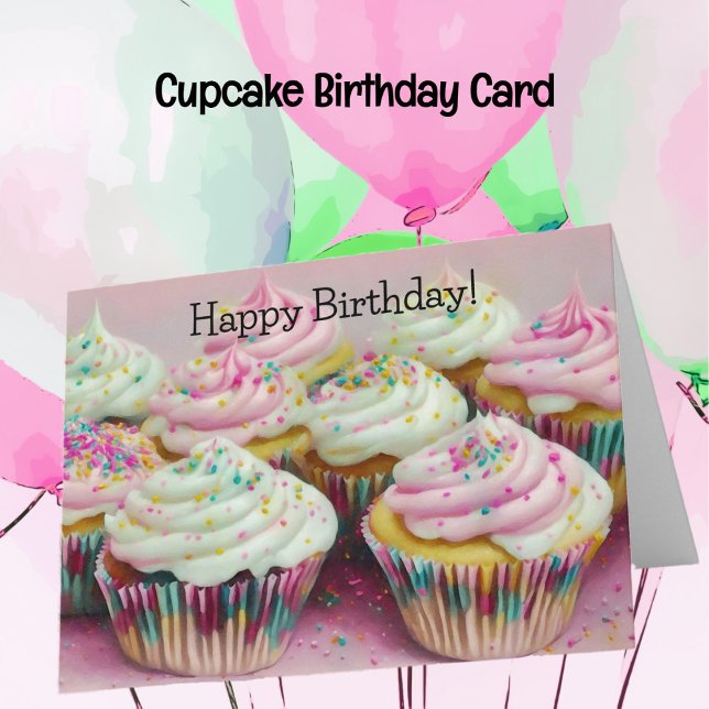 Cartão de Aniversário de Arte Rosa Colorida (Cupcake Art Fun Birthday Card)