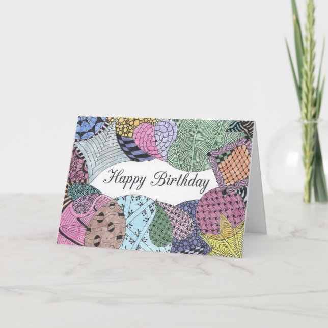 Cartão de Aniversário de Arte Tangido (Frente)