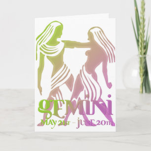Cartão de aniversário de astrologia Gêmeos design 