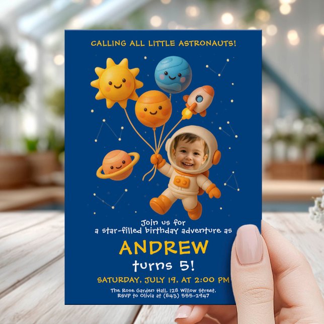 Cartão de Aniversário de Astronauta Espacial Fofo (Criador carregado)