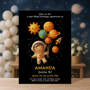 Cartão de Aniversário de Astronauta Espacial Fofo