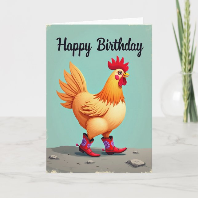 Cartão de Aniversário de Ave Caprichosa (Frente)
