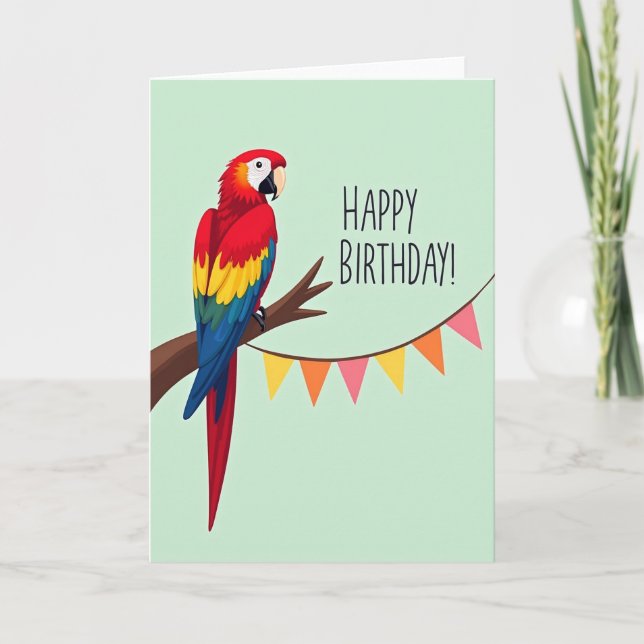 Cartão de Aniversário de Ave Colorida (Frente)