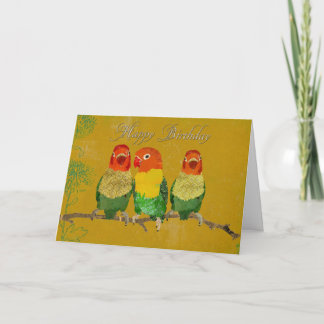 Cartão de Aniversário de Aves do ouro