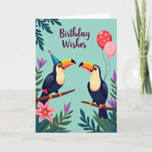 Cartão de Aniversário de Aves Tropicais