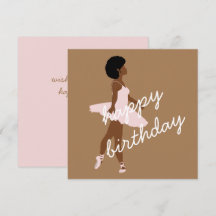 Cartão de aniversário de bailarina negra de ballet