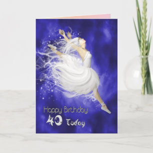 Cartão de aniversário de bailarina saltando aos