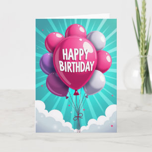 Cartão de Aniversário de Balão Jubiloso