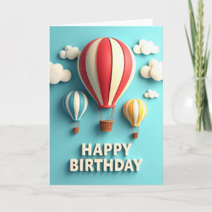Cartão de Aniversário de Balão Listrado