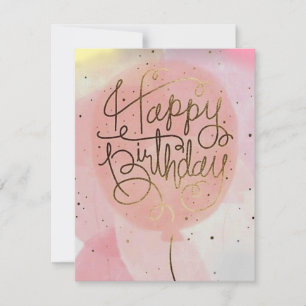 cartão de aniversário de balão rosa