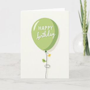 Cartão de Aniversário de Balão Verde