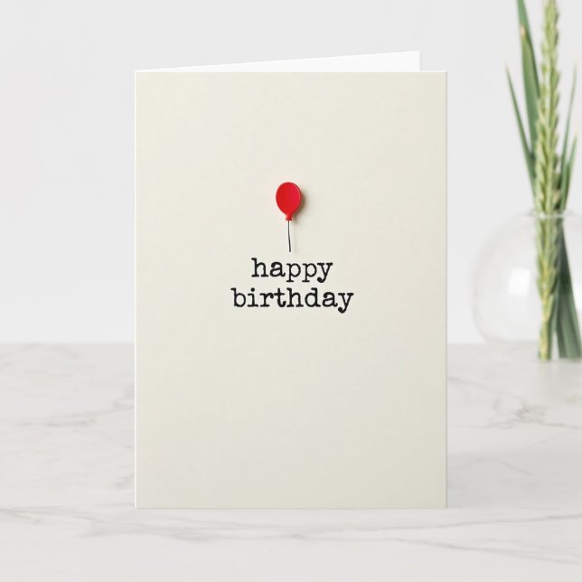 Cartão de Aniversário de Balão Vermelho (Frente)