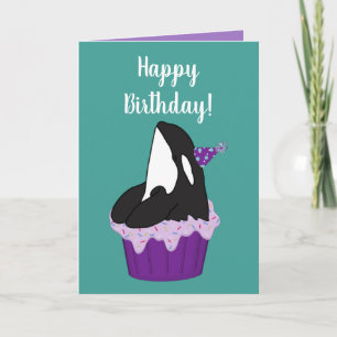 Cartão de Aniversário de Baleia Orca Personalizáve