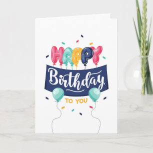 Cartão de Aniversário de Balões Coloridos