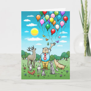Cartão de aniversário de balões no ar
