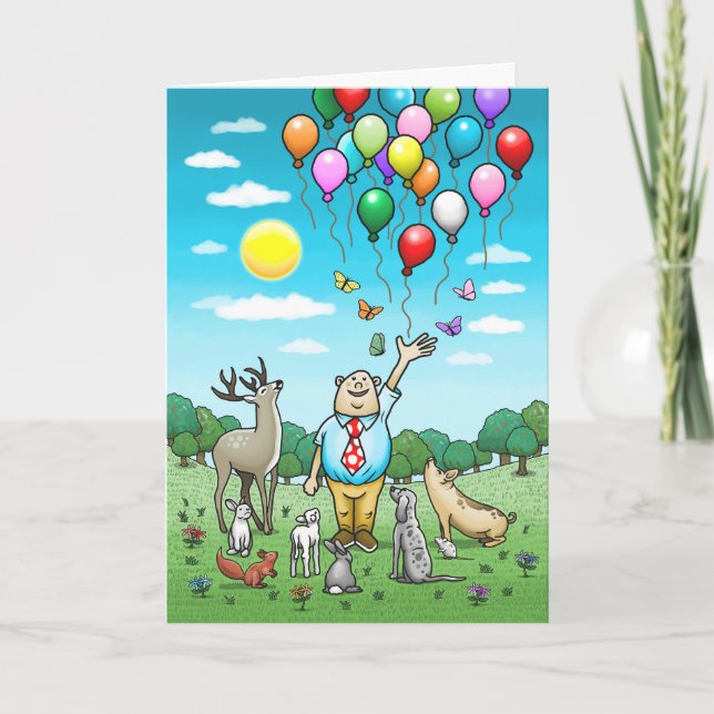 Cartão de aniversário de balões no ar (Frente)